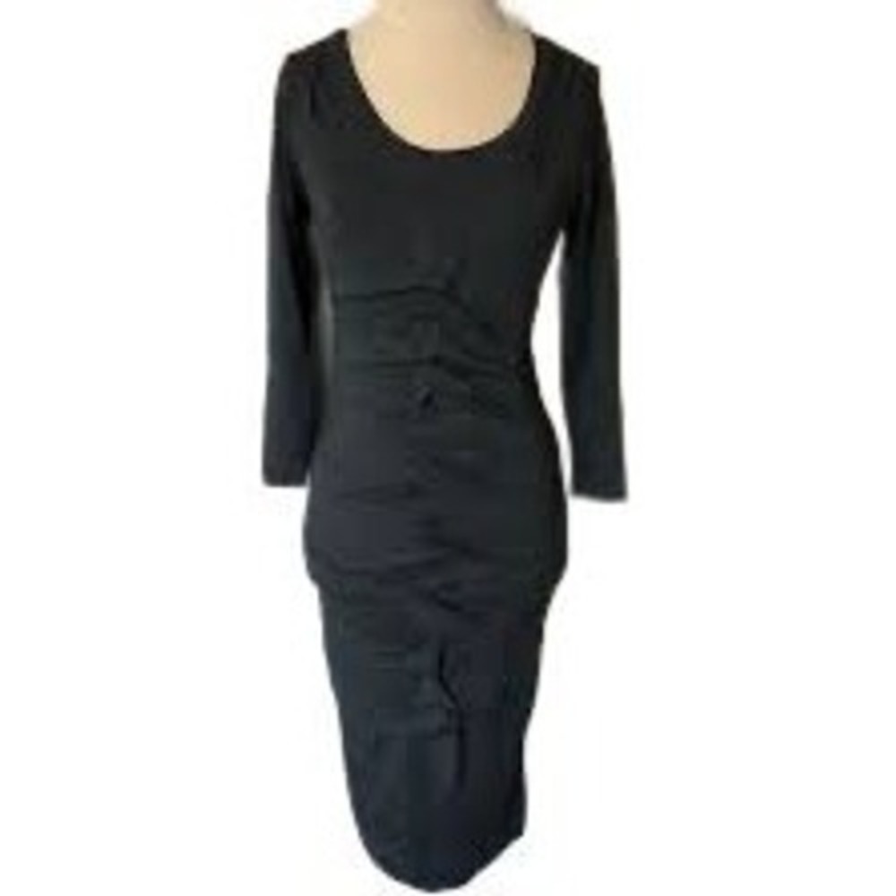Artelier Nicole Miller Dress‎ Women's Size Small Black Ruched Bodycon